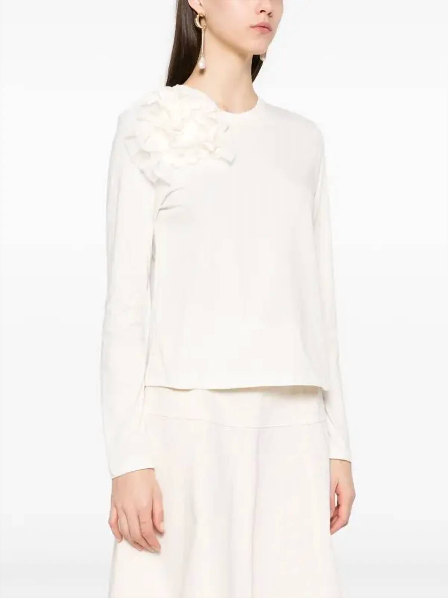 Ulla Johnson Kaja Top in cowrie - women's long sleeve top - detail view