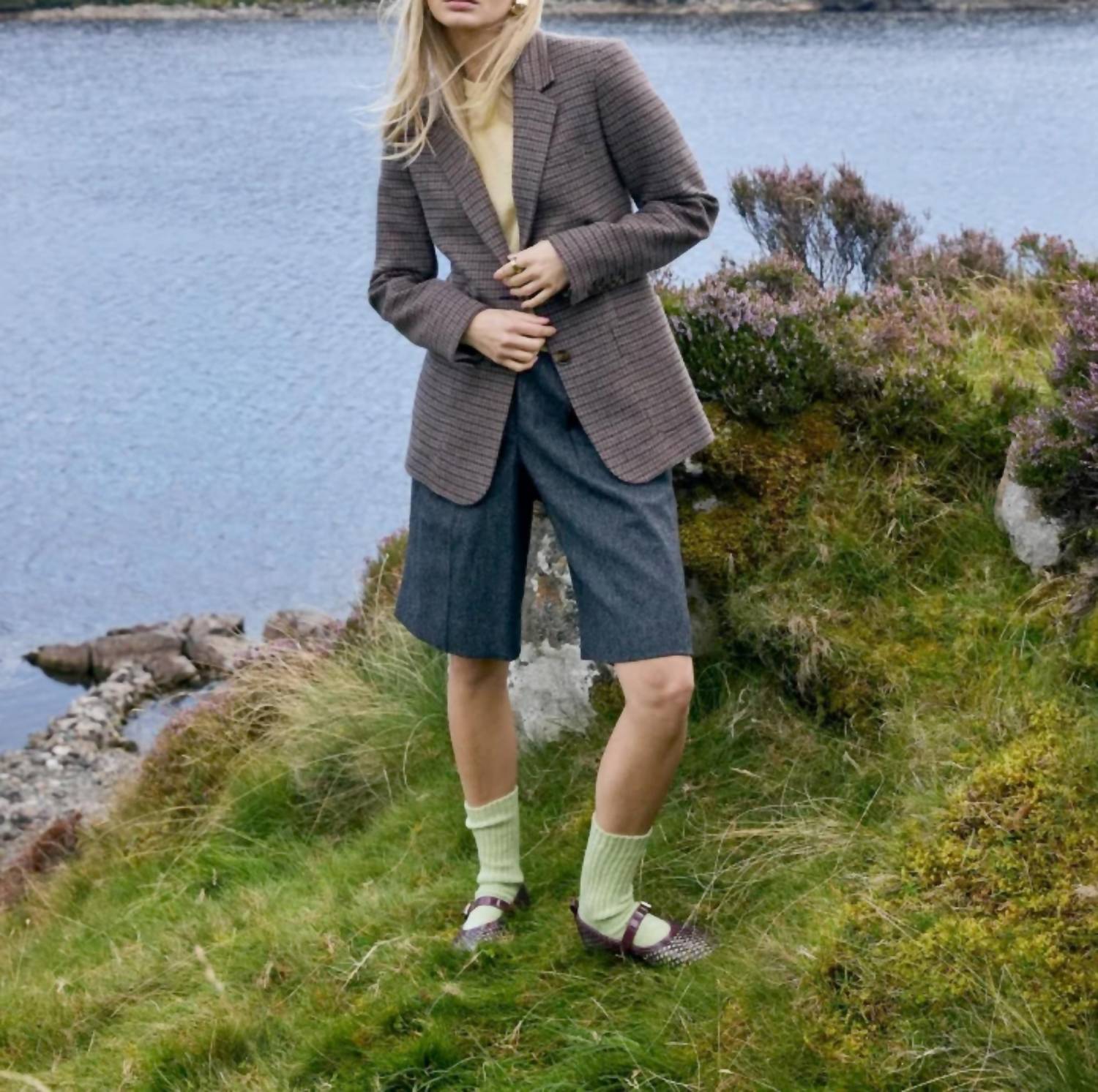 Triona - Houndstooth Una Patch Pocket Tweed Jacket