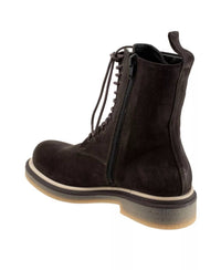 bueno Women's Wella Lace-Up Boots in chocolate suede - women's shoe - detail view