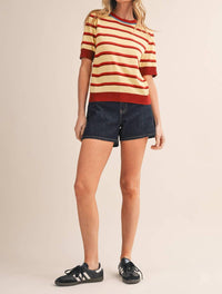 &merci Striped Short Sleeve Sweater in blue iris - women's sweater - view 6