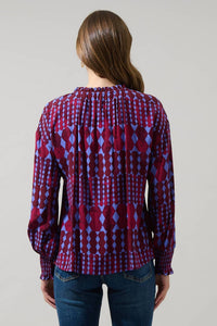 Sugarlips - Ramsay Abstract Weylin Split-neck Blouse