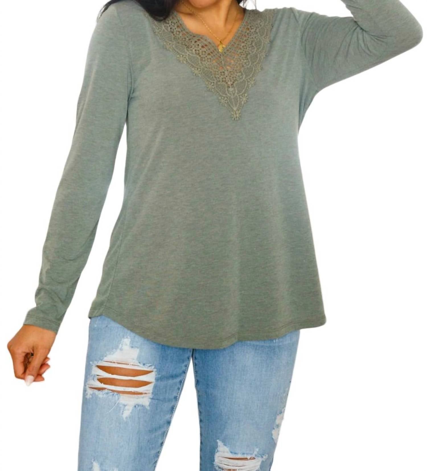 Emerald Collection - Lacey Long Sleeve V Neck