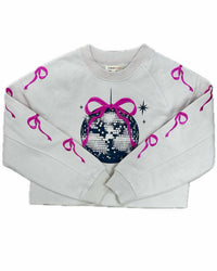 Paper Flower - Girl's Embroidered Bows & Disco Ball Sweatshirt