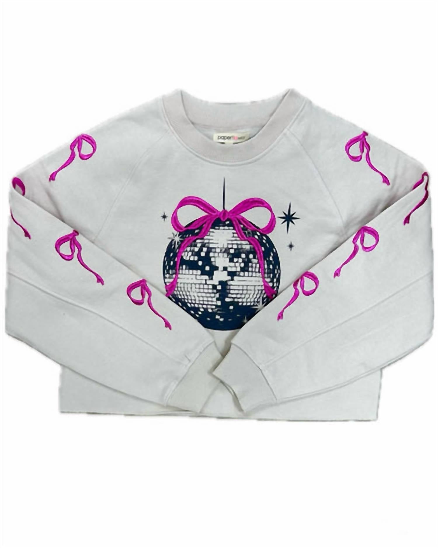 Paper Flower - Girl's Embroidered Bows & Disco Ball Sweatshirt