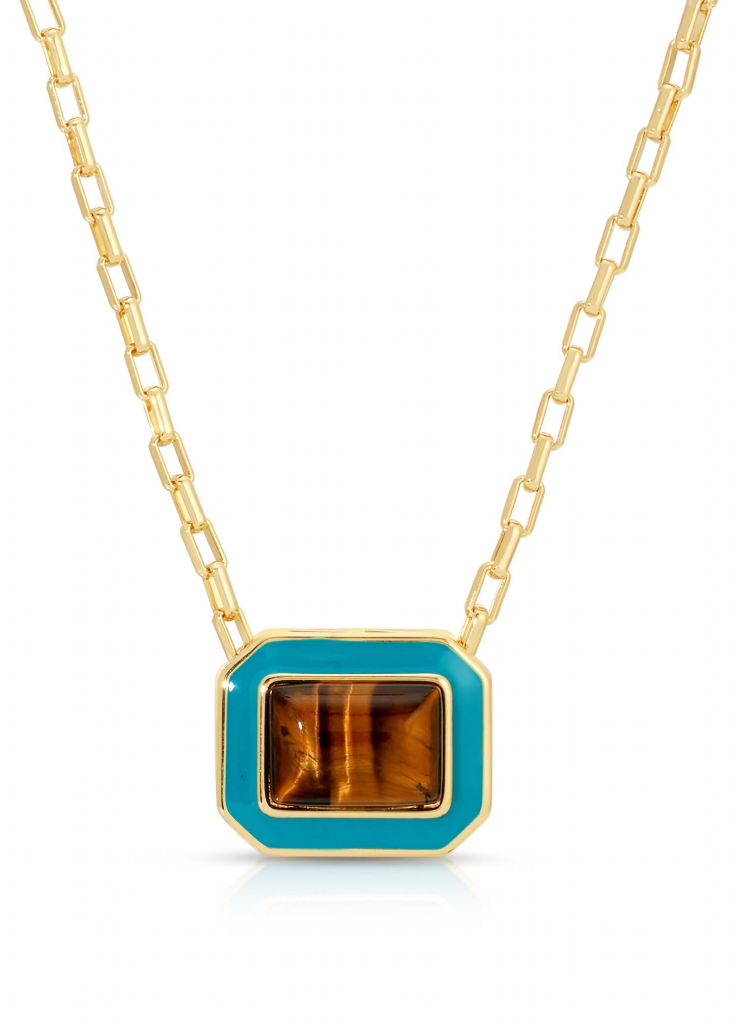 Leeada - Women's Lamill Statement Square Enamel Necklace