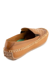 Andrea Women's Leather Flat Loafer in honey - women's flats - detail view