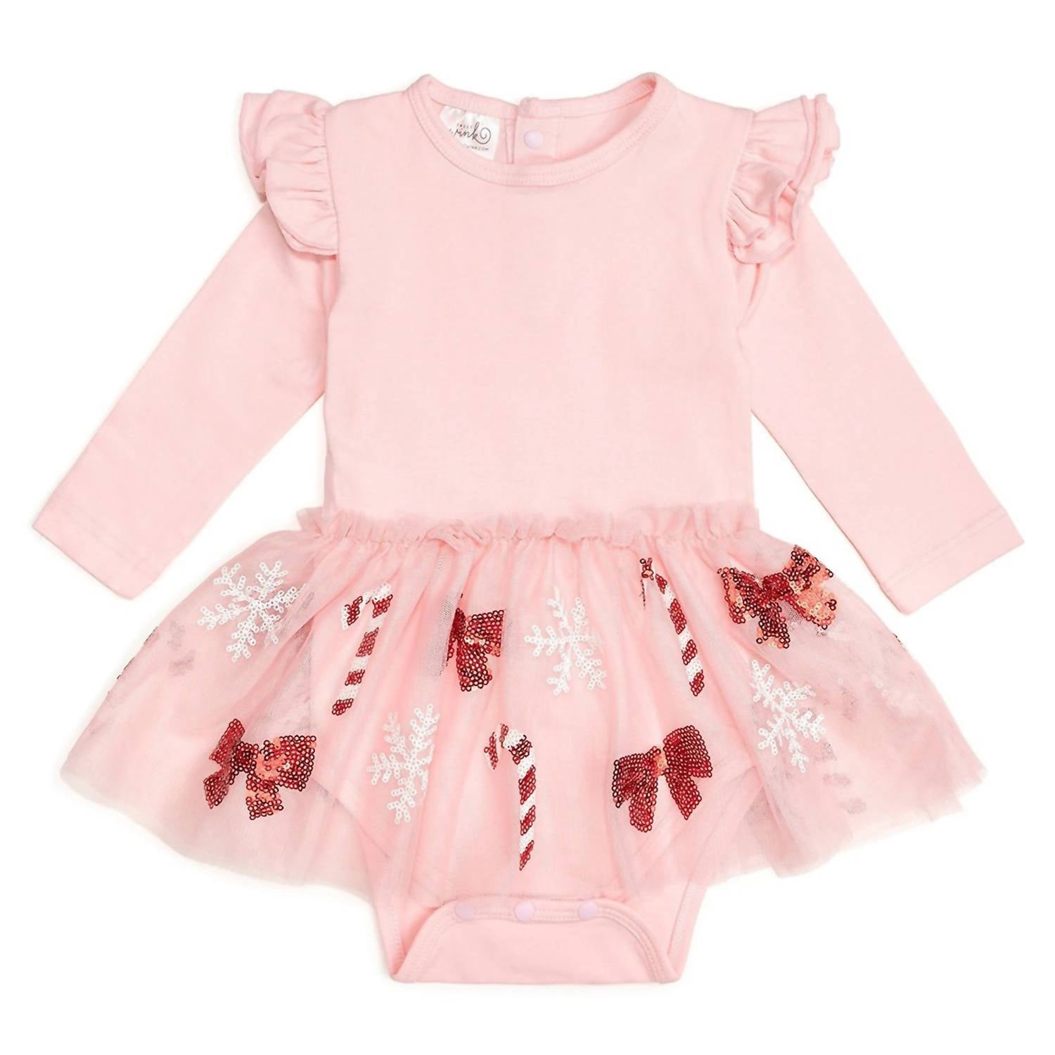 Sweet Wink - Newborns and Baby Girls Candy Cane and Bows Tutu Onesie
