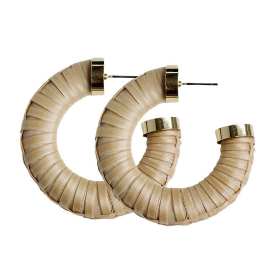 St. Armands Designs Of Sarasota - Women's Sanibel Rattan Wrap Hoop Earrings