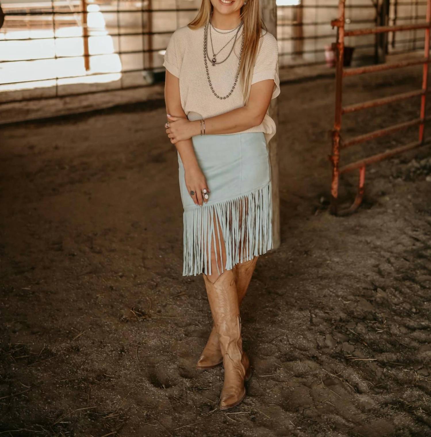 Rock & Roll Denim - Suede Fringe Skirt