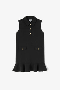 GANNI Twill Suiting Mini Dress in black - women's dress - detail view