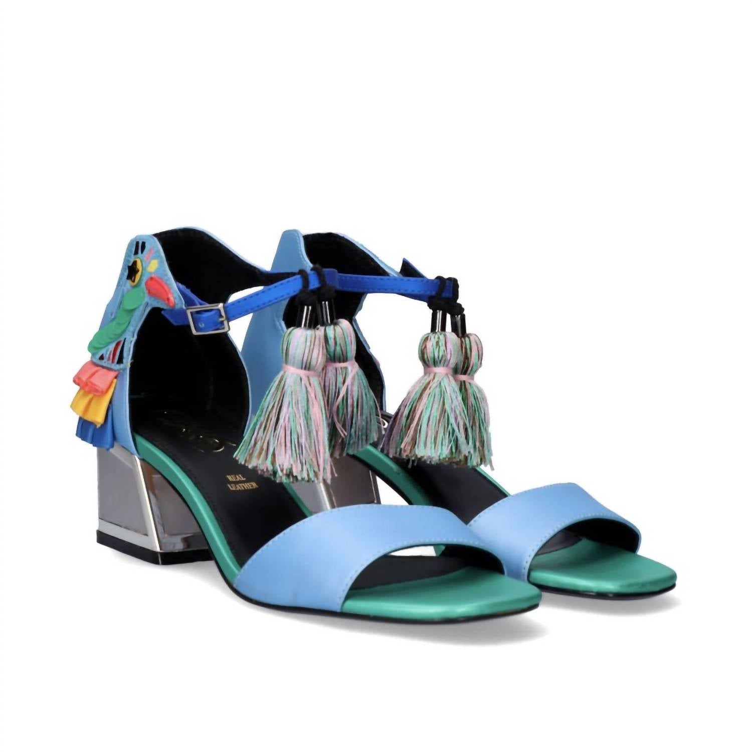 Exe Women's Luisa Low Heel Sandal in aqua green - women's heels - detail view