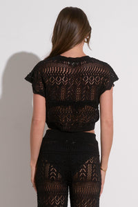 Elan - Open Knit Cropped Top