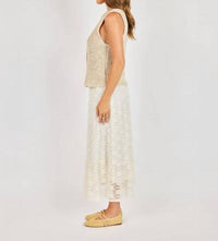 Sadie & Sage Ashtin Cardi Vest in oat - women's blouse - detail view
