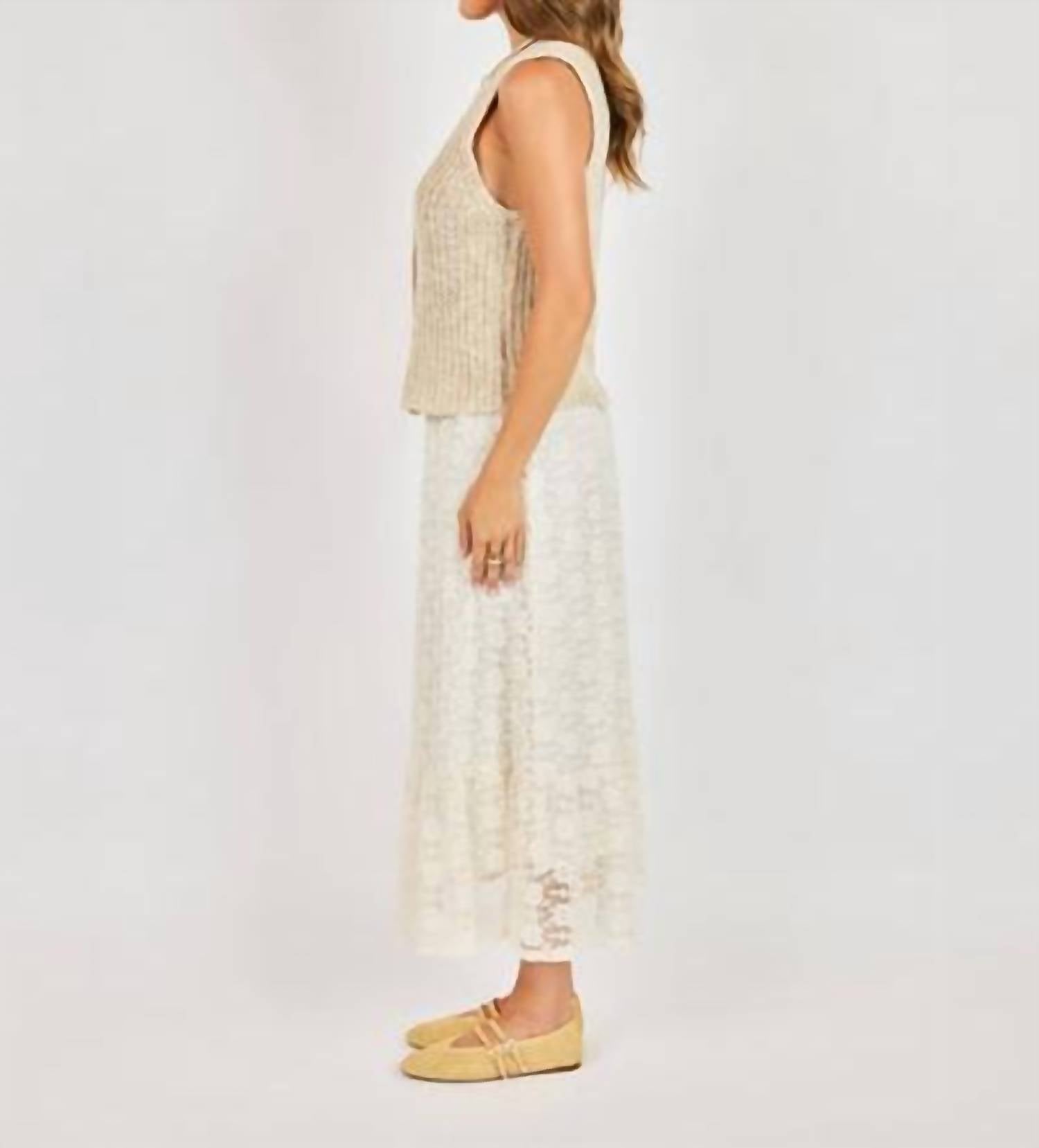 Sadie & Sage Ashtin Cardi Vest in oat - women's blouse - detail view
