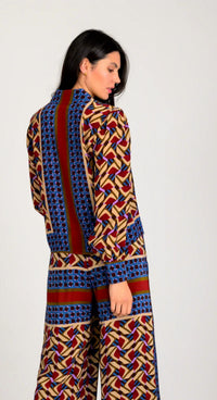 LAVENDER BROWN Paola Top in burgundy blue combo - women's blouse - alternate view