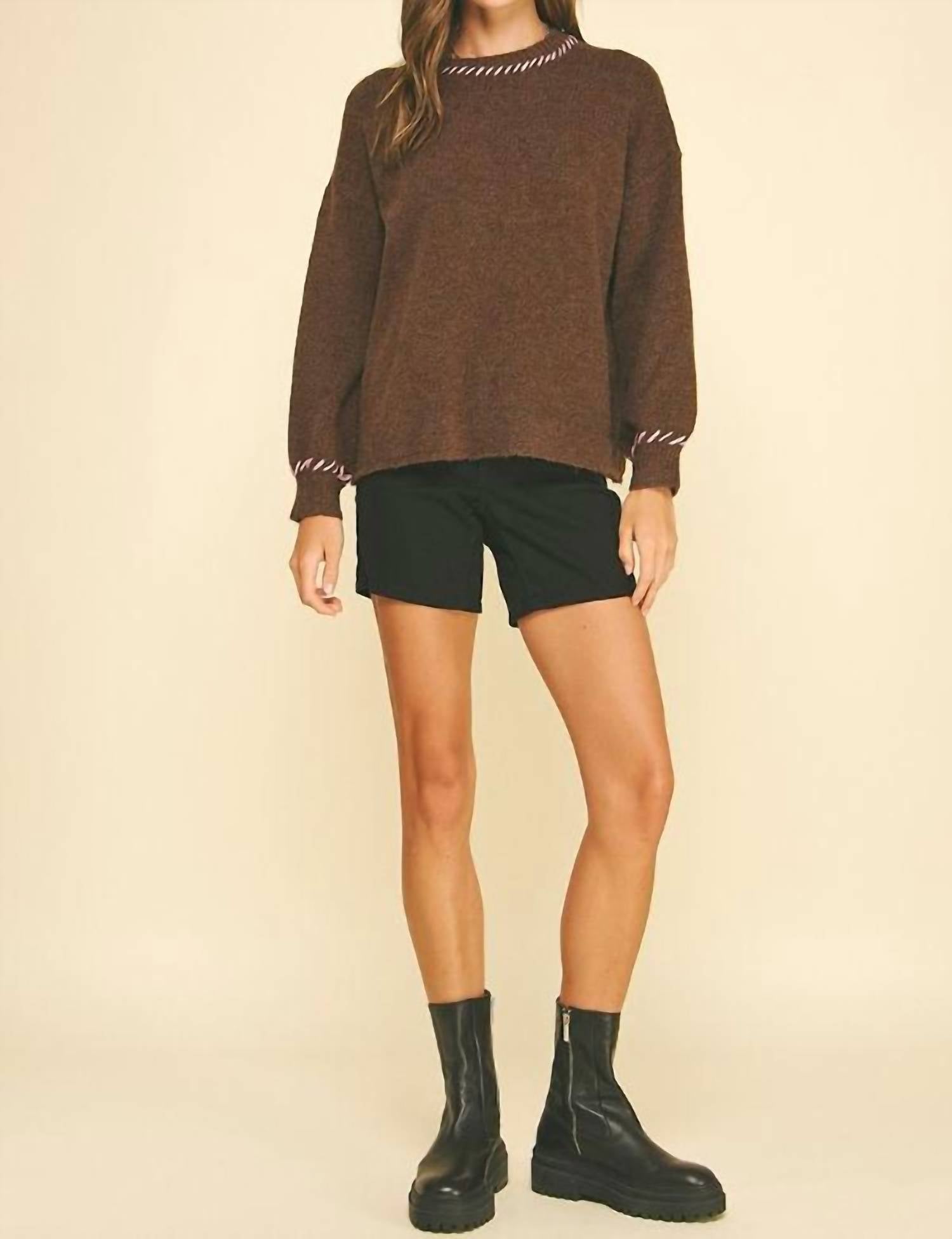 Pinch - Stitch Detailed Knit Sweater