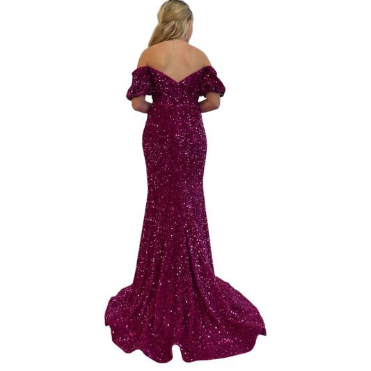 Sherri Hill - Deep V Neck Sequin Prom Gown