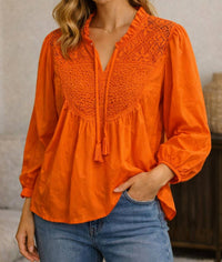 Joy Joy - Cotton Lace Peasant Blouse