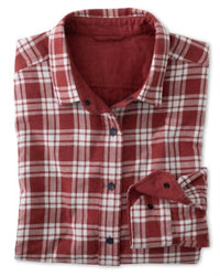 SOUTHERN TIDE Melbourne Reversible Plaid Sportshirt in heather tuscany red - men's shirt - alternate view