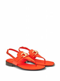 Salvatore Ferragamo Women's Gancini Leather Flat Sandal in orange - women's sandal - detail view