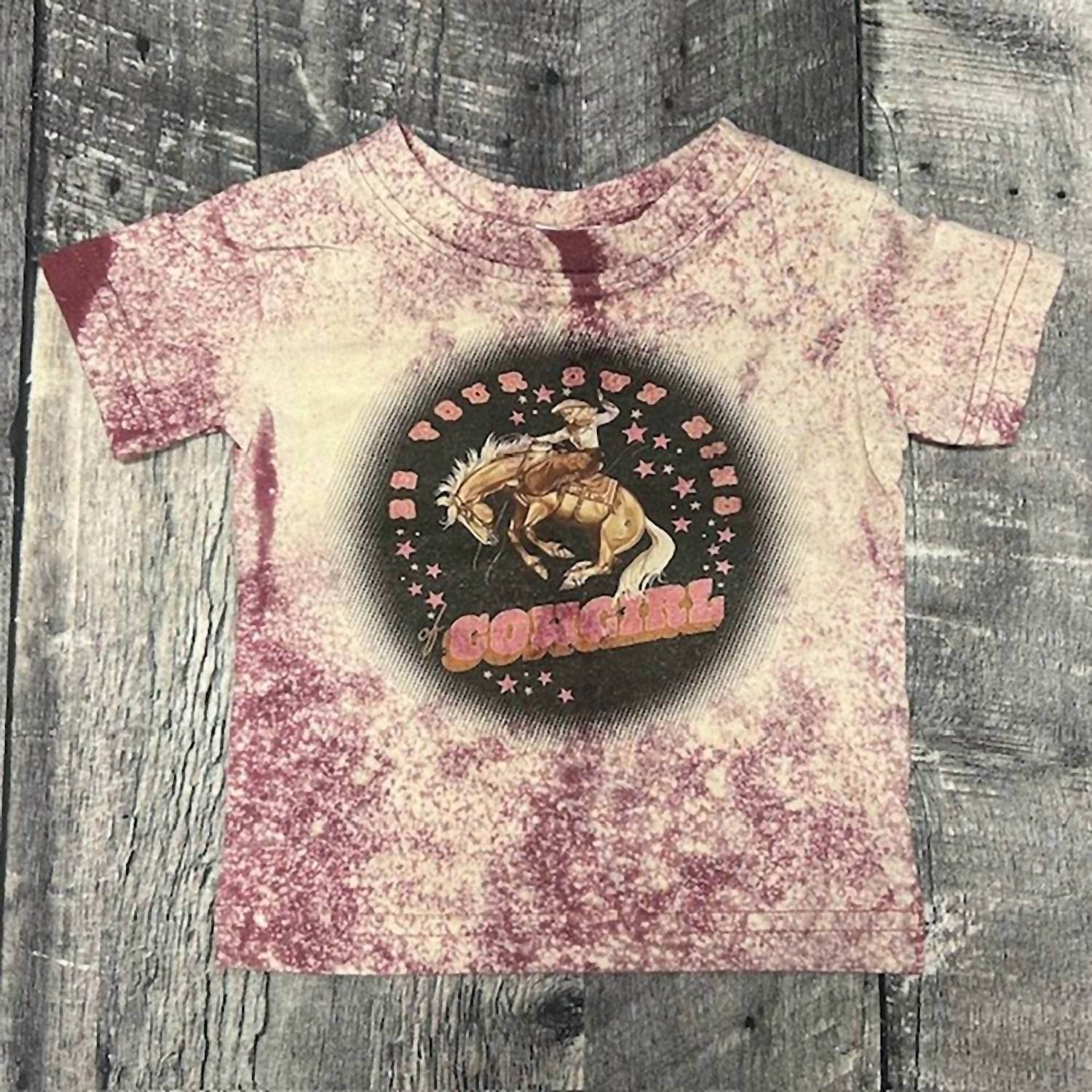 BRATTI MATI Toddler Own Kind Cowgirl Washed Top in burgundy bleach - kids' t-shirt