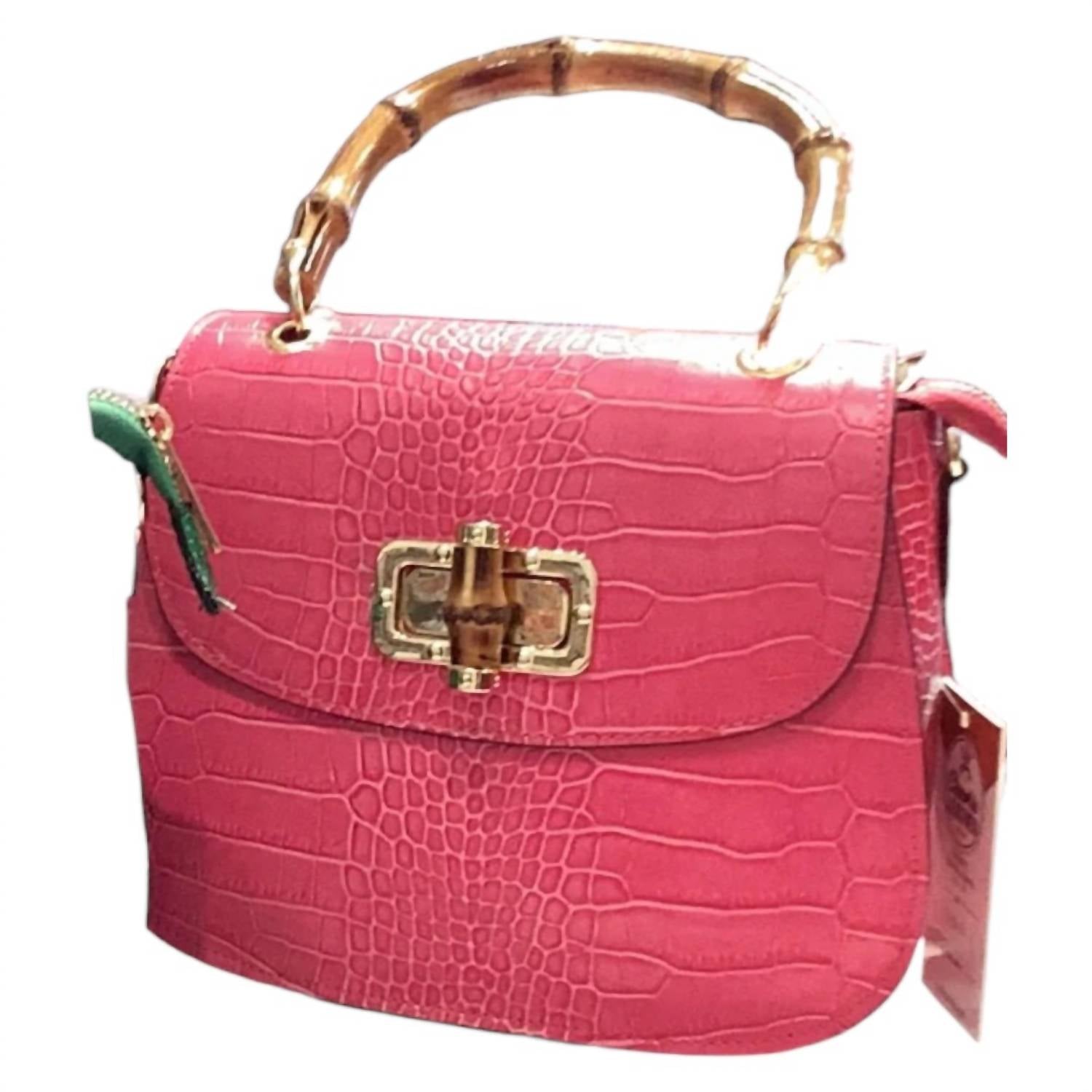 Charlie Leather - Women's Katie Italian Leather & Bamboo Bag