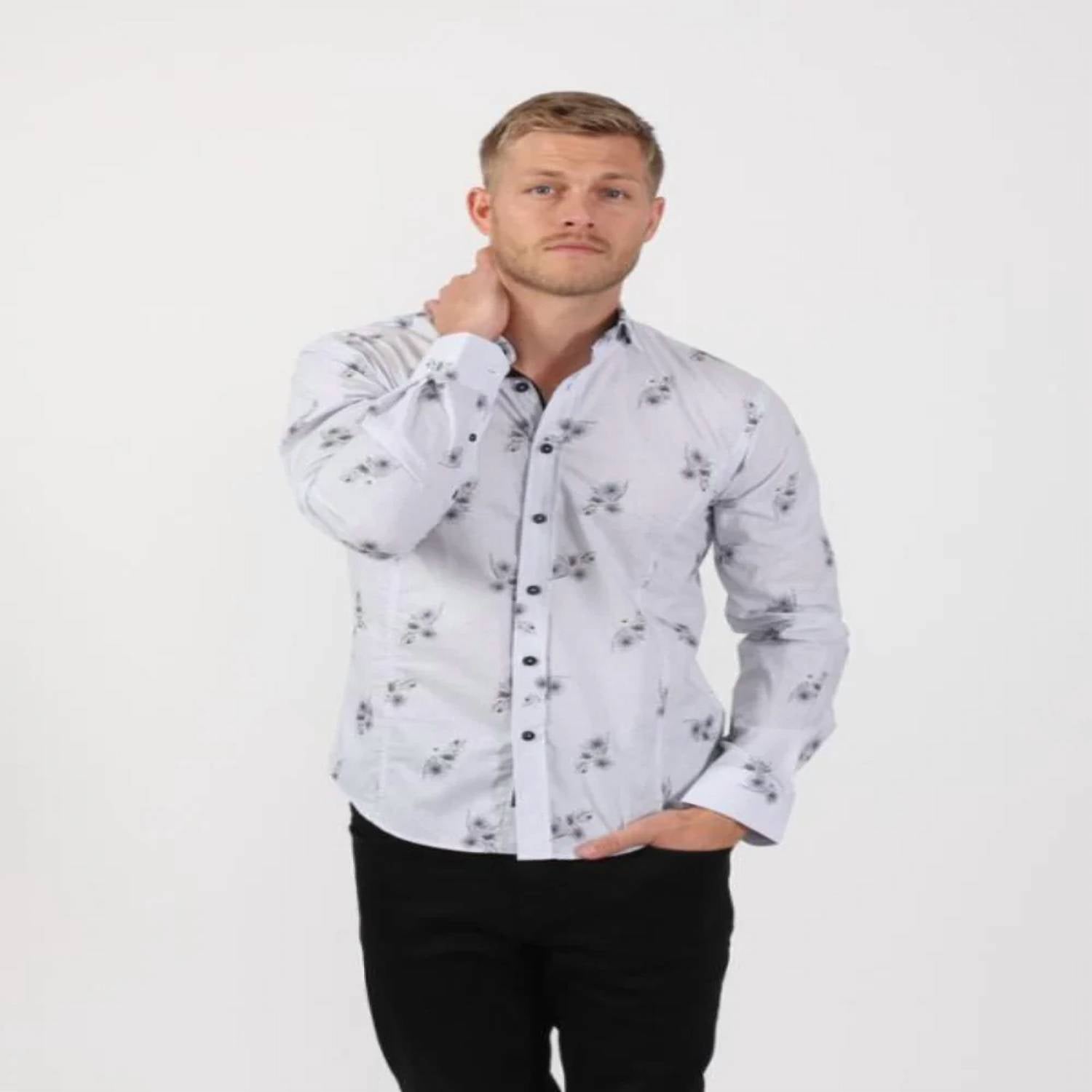 Eight X - Pin Stripe Flower Button Down Shirt