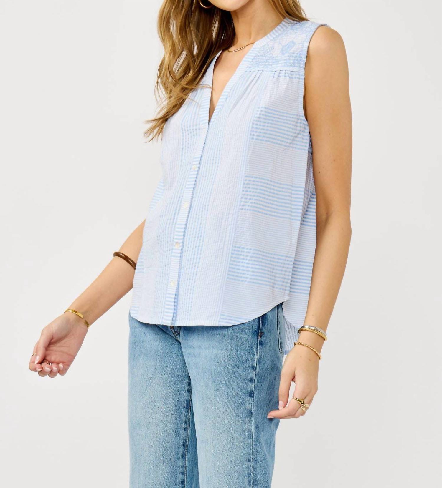 Lovestitch - Embroidered Button Tank