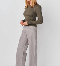 Sundry Puff Sleeve Top in signature green - women's long sleeve top - alternate view