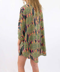 ADRIENNE Snake Print Neon Kimono in green - women's cardigan - detail view