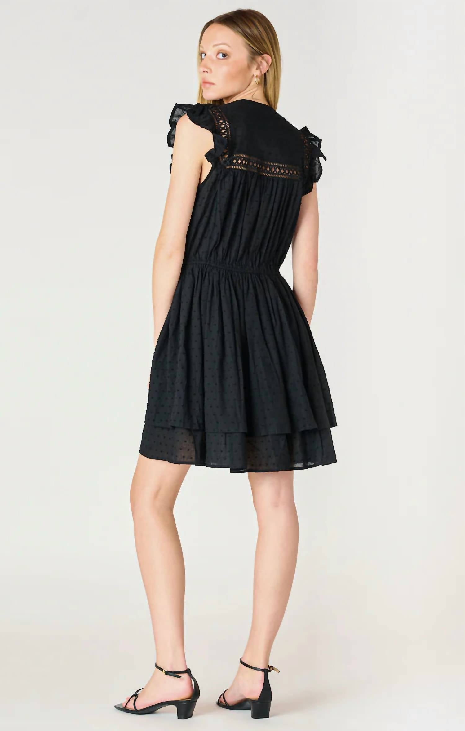Dex - Sleeveless Swiss Dot Mini Dress