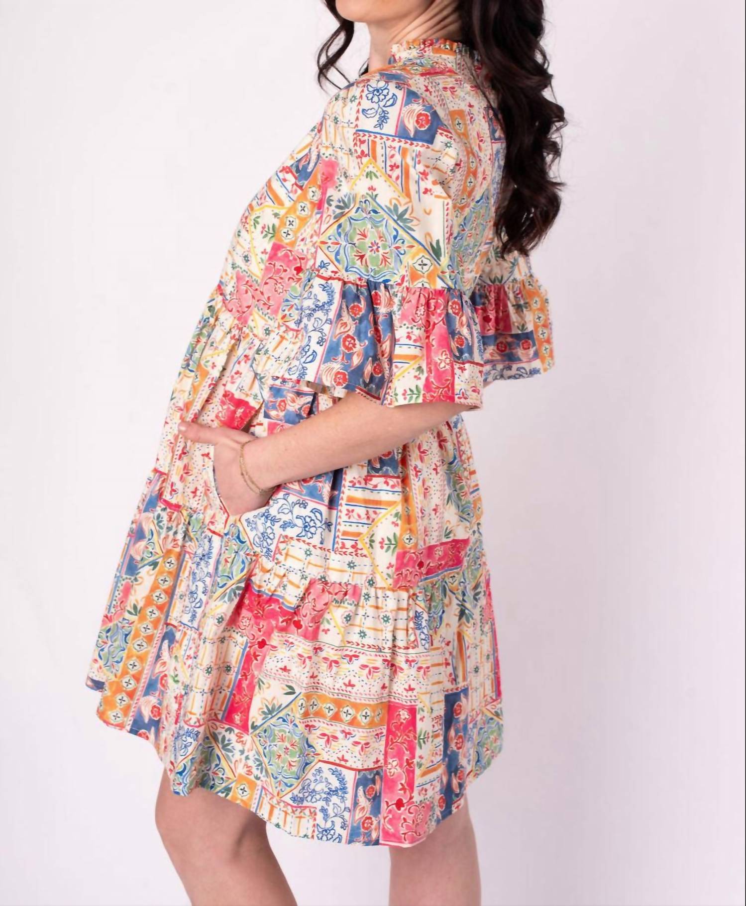 Aureum - Jane V-neck Tiered Mini Dress