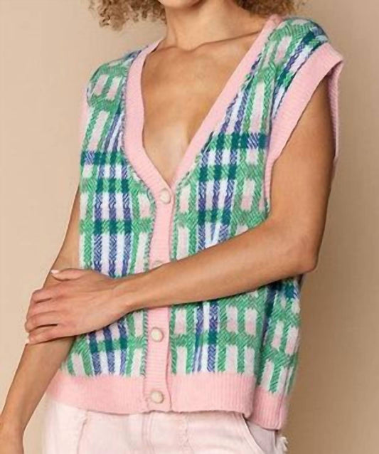 Pol - Pastel Plaid Sweater Vest