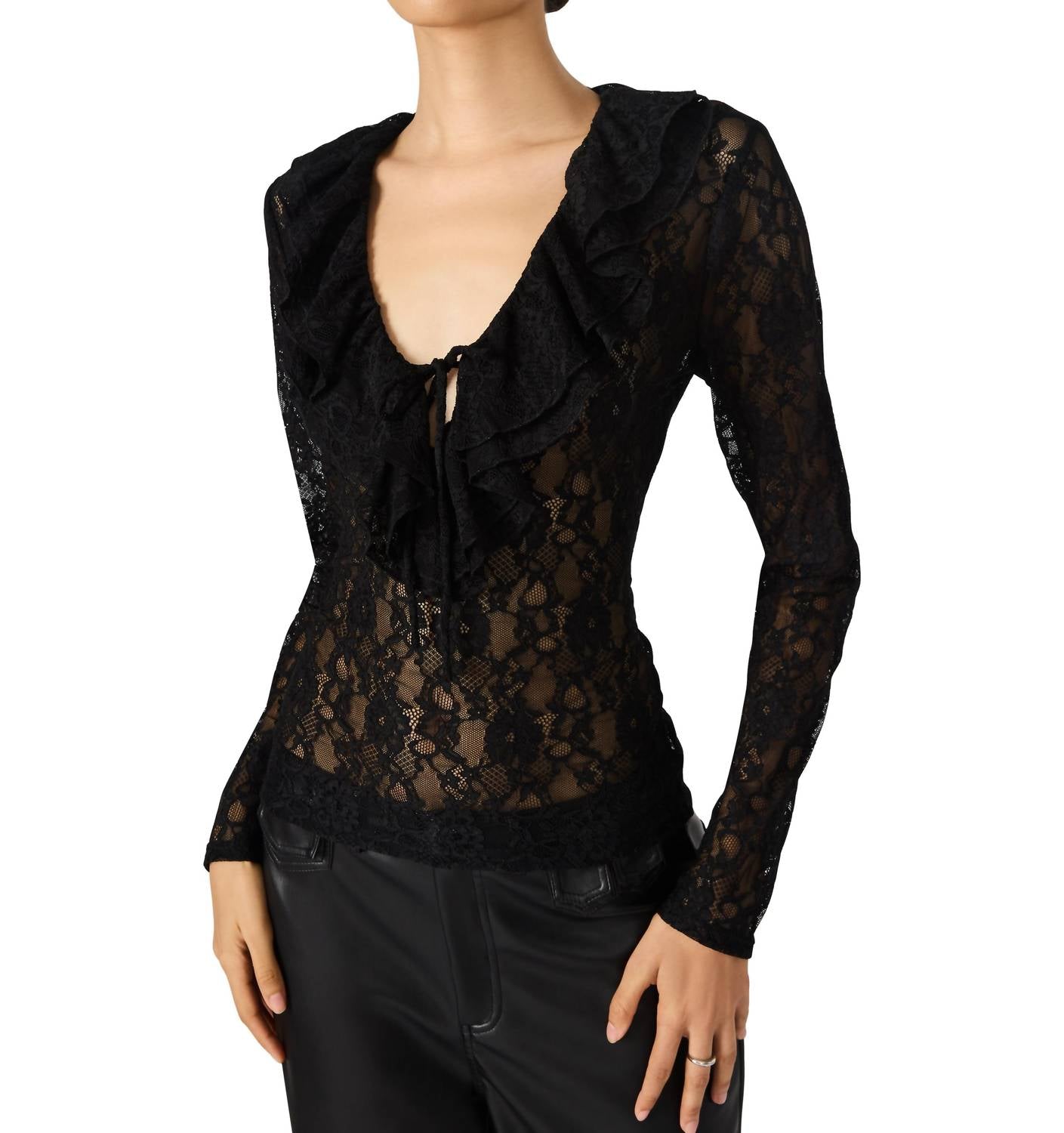 STEVE MADDEN Elvie Long Sleeve Top in black - women's long sleeve top