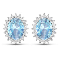 Diana M Jewels Women's Oval Natural Aquamarine Stud Earrings (2.36 Ct) - Classic Plus in 14k white gold - women's jewelry
