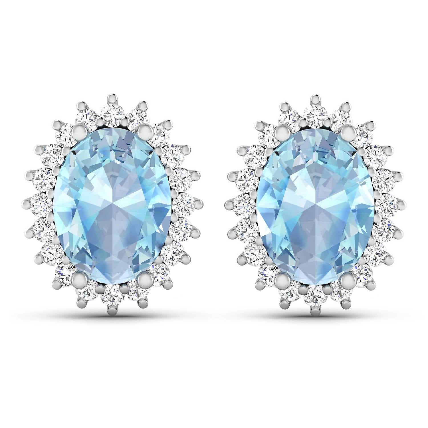 Diana M Jewels Women's Oval Natural Aquamarine Stud Earrings (2.36 Ct) - Classic Plus in 14k white gold - women's jewelry