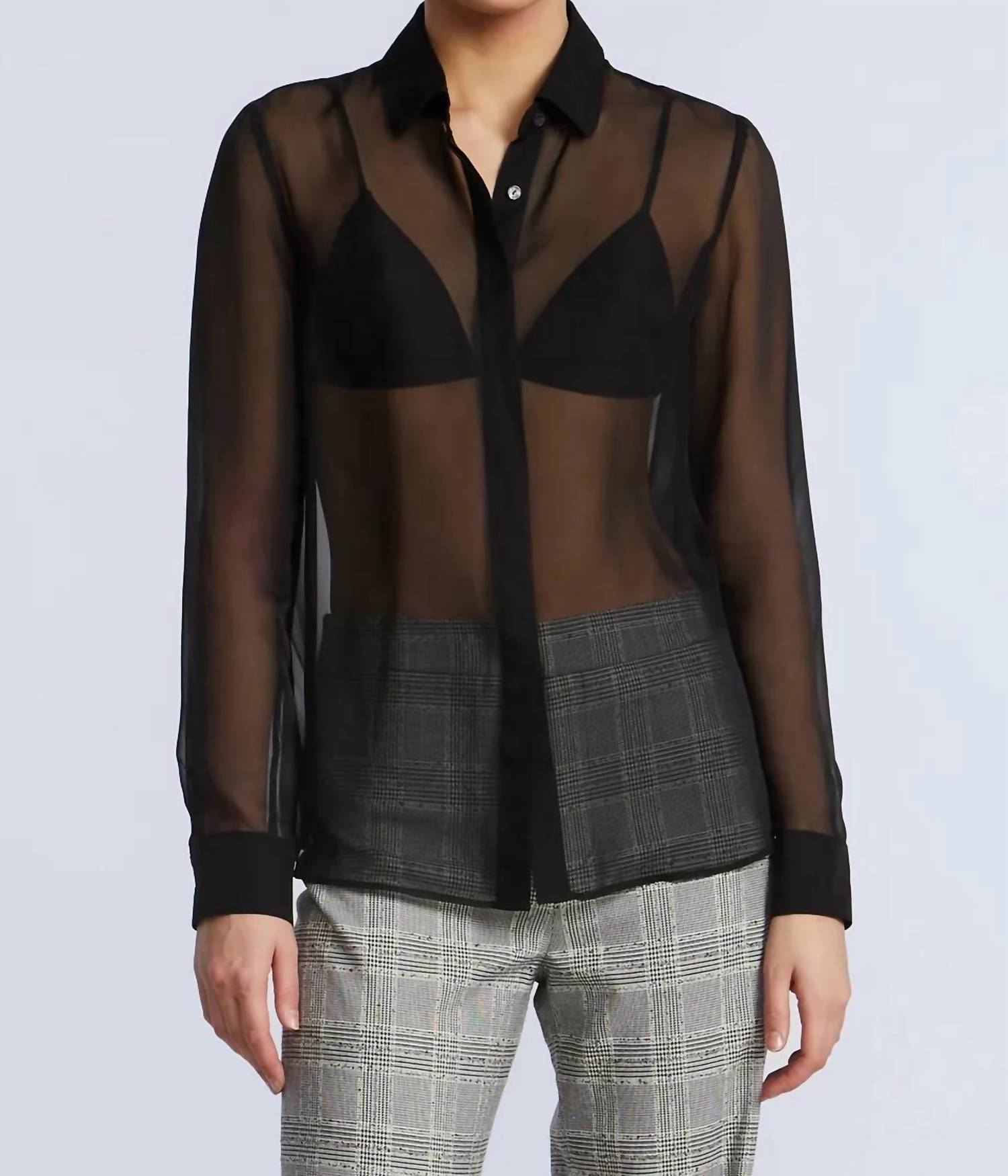 Bcbgmaxazria - Chiffon Long Sleeve Button Down Shirt