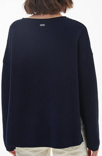 Barbour Women’s Marine Relaxed Fit Cotton Sweater in blue - women's sweater - detail view