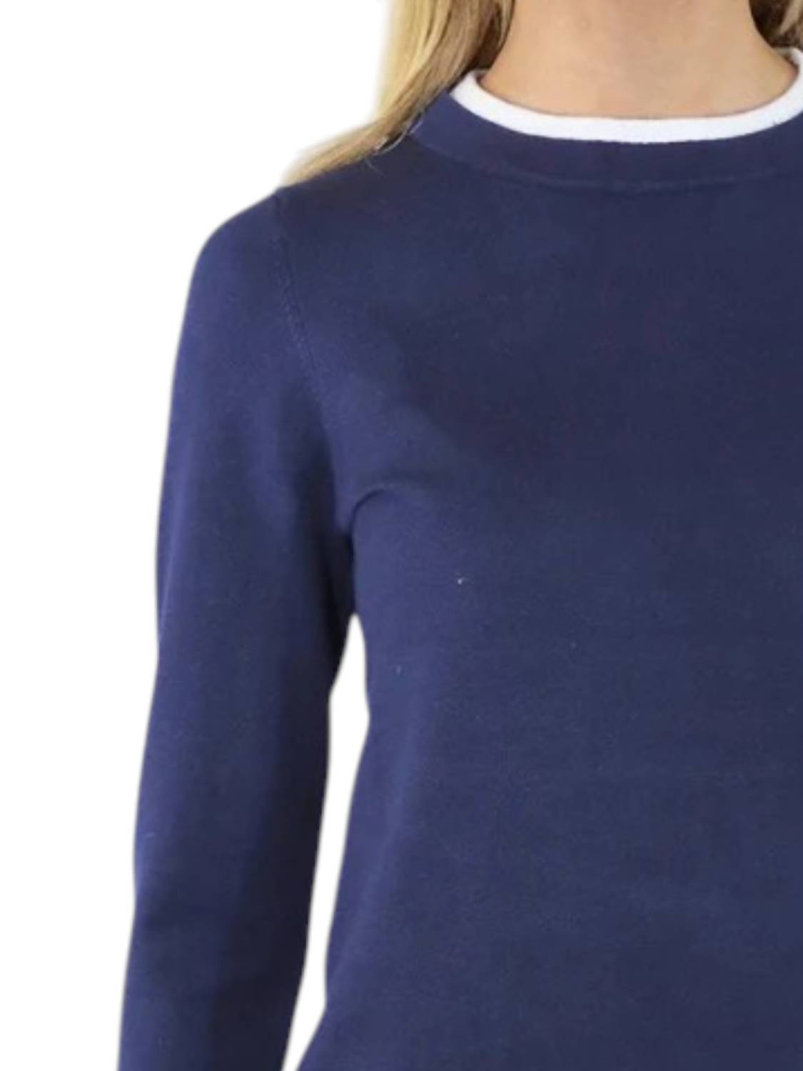 Metric Knits - Double Trim Long Sleeve Crew Pullover Sweater
