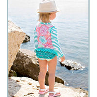 Rufflebutts - Girls' Tropical Garden Two-Piece Rash Guard Swim Suit