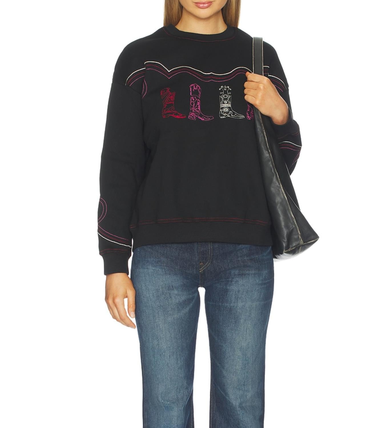 never fully dressed Cowboy Long Sleeve Sweatshirt in black - women's top