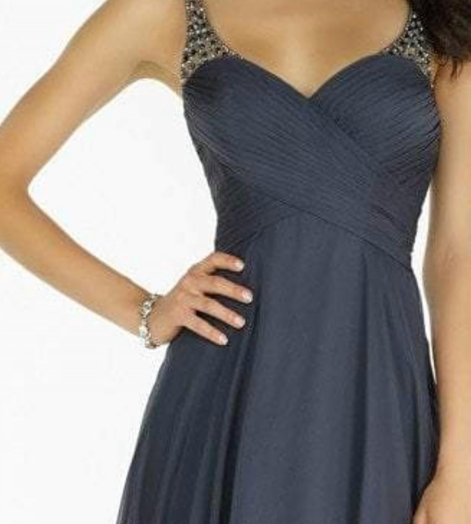 ALYCE PARIS Silky Chiffon Ruched Gown in charcoal - women's dress - detail view
