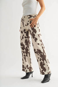 Abercrombie & Fitch - Cow Print Wide Leg Jeans