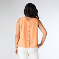 COCO + CARMEN Carey Tank with Back Button Detail in tangerine - women's tank top - detail view