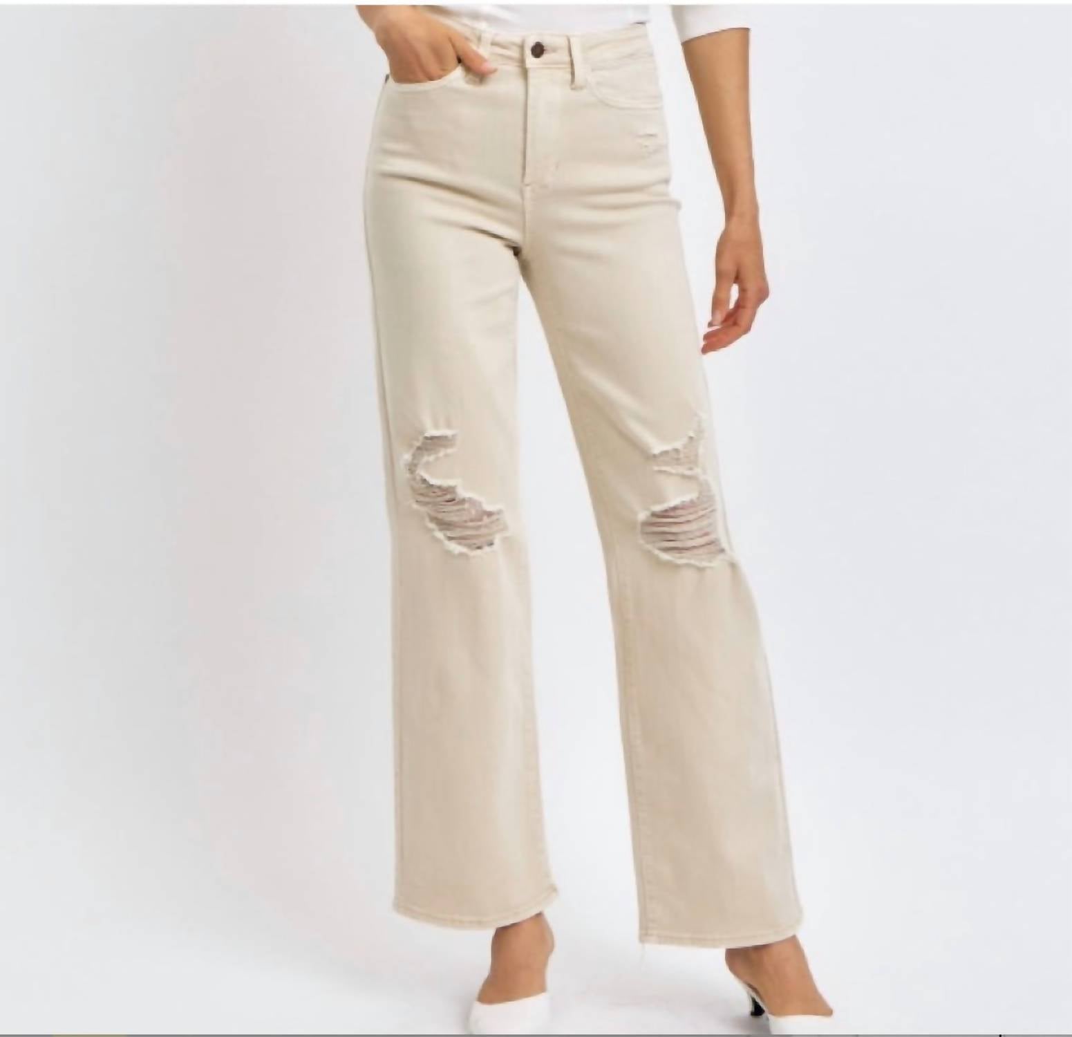 Judy Blue - High Waist Garment Dyed Destroyed Jeans