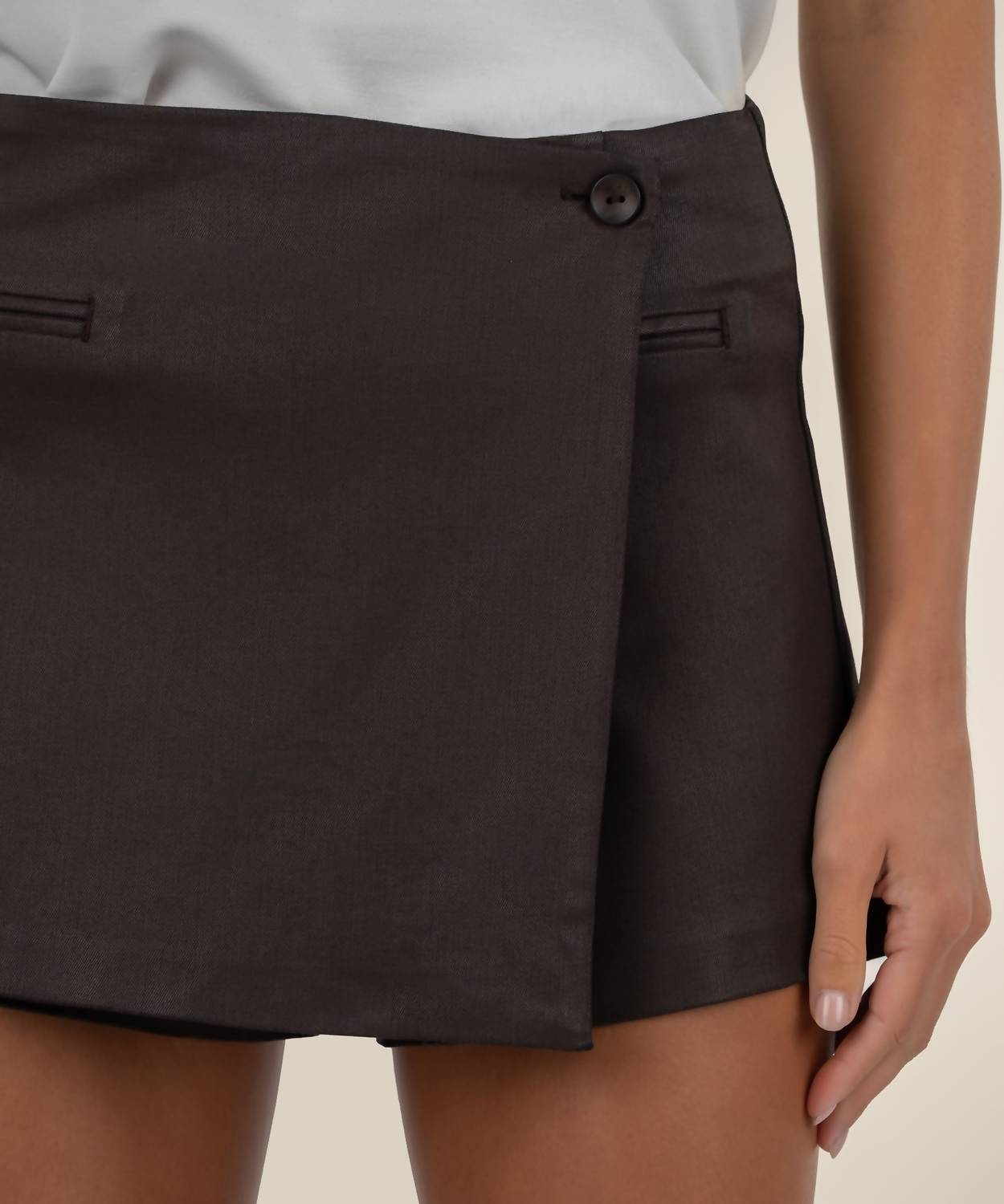KUT FROM THE KLOTH Carlie Wrap Skort in chocolate - women's shorts - view 5