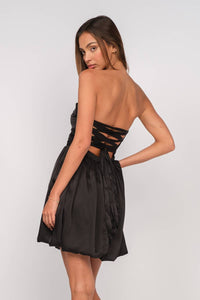 Sky To Moon - Strapless Laced Back Mini Bubble Dress