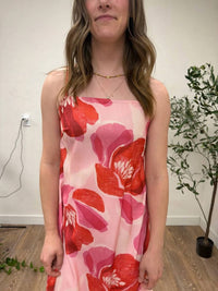 Shop Sevenday - Floral Print Strap Linen Maxi Dress