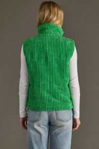 Panache Apparel The Aspen Corduroy Vest in green - women's jacket - detail view