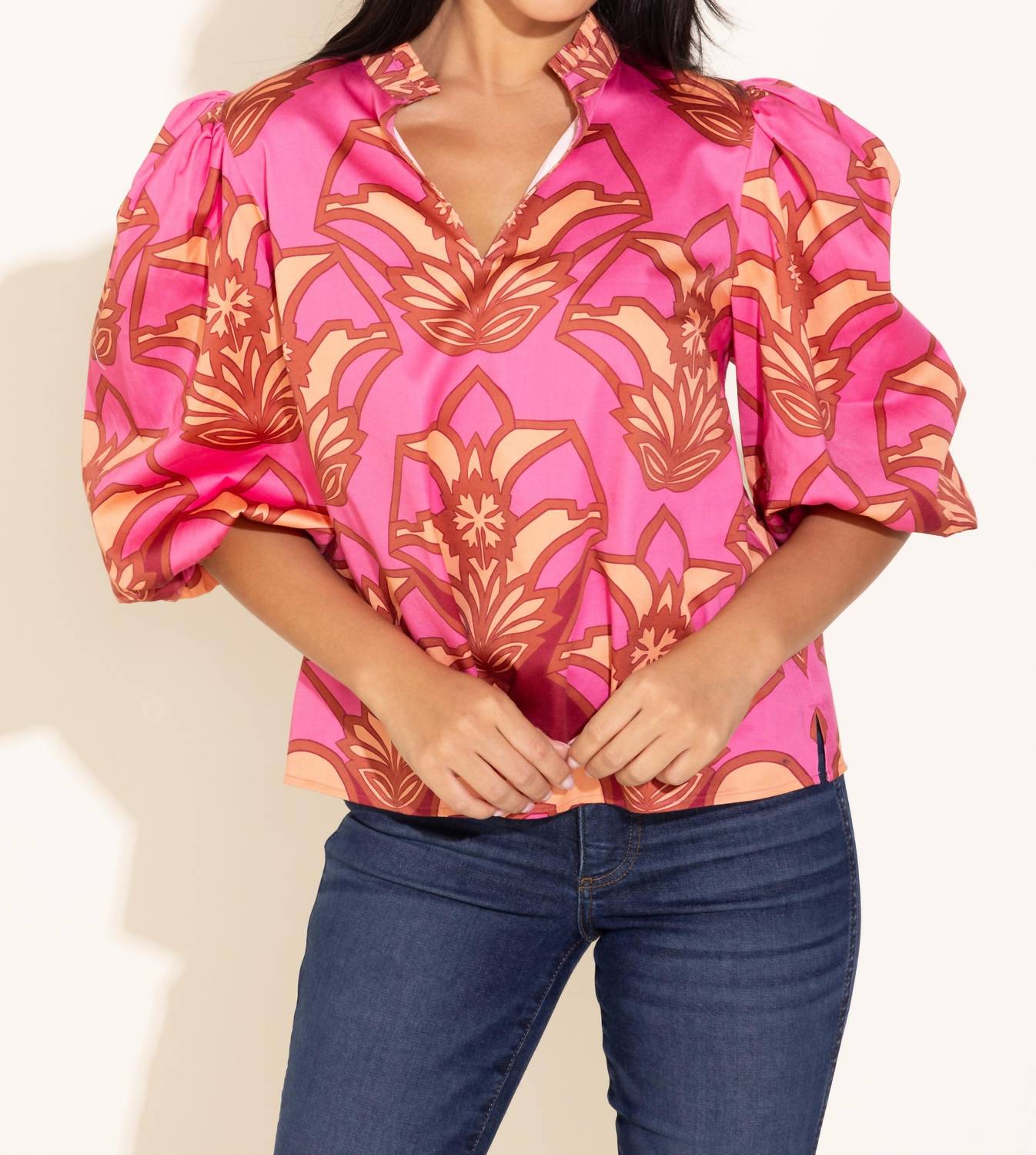 Alden Adair Ali Top in desert rose 1 - women's blouse - detail view